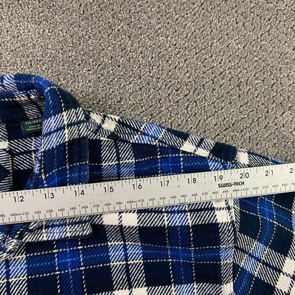 Orvis Flannel Shirt Jacket Shacket Men's XXL Blue Cotton Blue Plaid Check - Picture 9 of 11